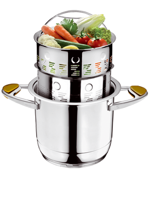 The Steam Basket System let’s you cook in a healthier,