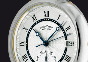 The dial is the distinct character of the La Luna models of Philip Zepter Timepieces